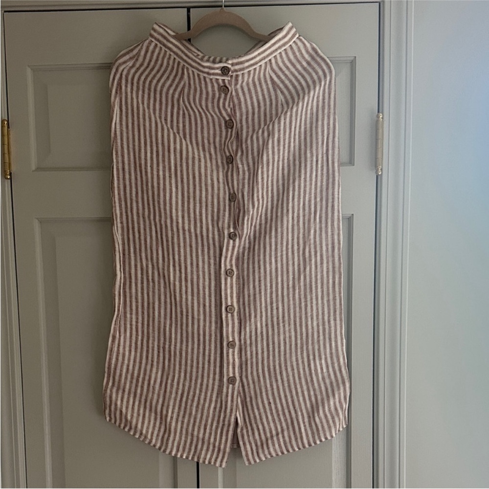 Faherty Rust and White Striped Button-Down Shirt